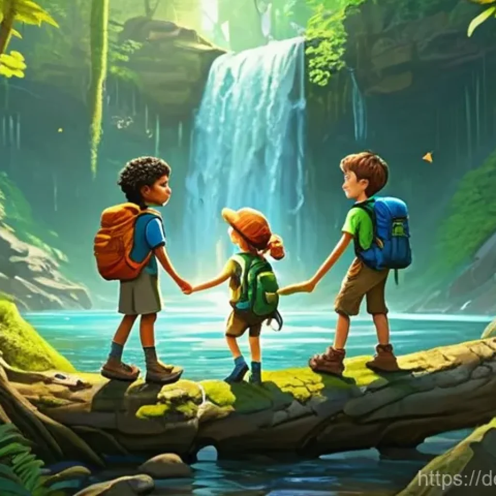 타요의 시청률 분석 - **Prompt:** A diverse group of four children, aged 7-9, with varying skin tones and hair colors, are...