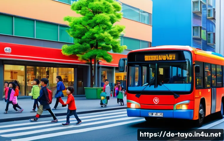 타요 등장 배경 도시 - **Vibrant City Morning Rush Hour - Animated Style**
    A wide, eye-level shot of a bustling, colorf...