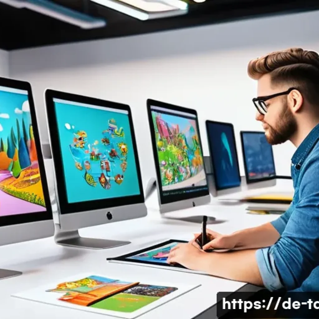 타요 제작비 분석 - A vibrant animation studio workspace showing a diverse team of creative professionals collaborating ...