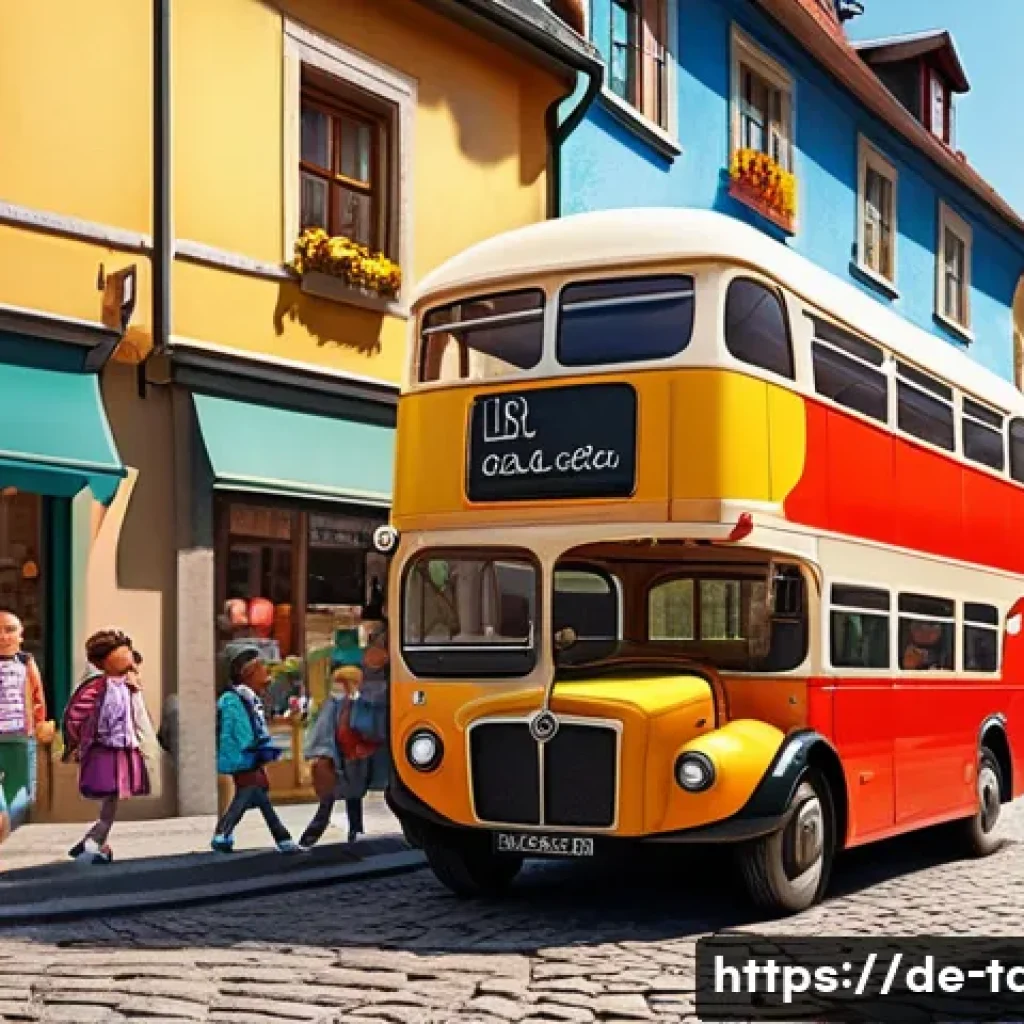 타요의 교육적 스토리 - A vibrant, cheerful scene showing a group of colorful, anthropomorphic little buses with friendly fa...