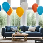 타요 10주년 특별 이벤트 - A vibrant, modern e-commerce celebration scene in a sleek German-style living room, featuring divers...