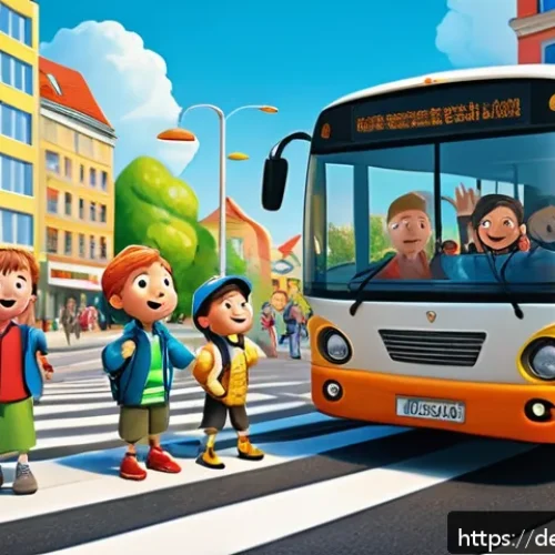타요 애니메이션의 특별함 - A vibrant and colorful animated scene showing a diverse group of friendly cartoon bus characters in ...